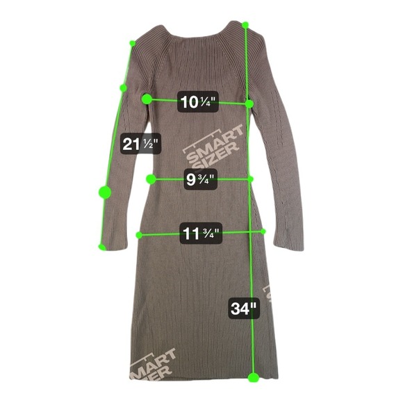 Abercrombie & Fitch Ribbed Knit Long Sleeve Midi Dress Brown Size XS - Picture 8 of 16